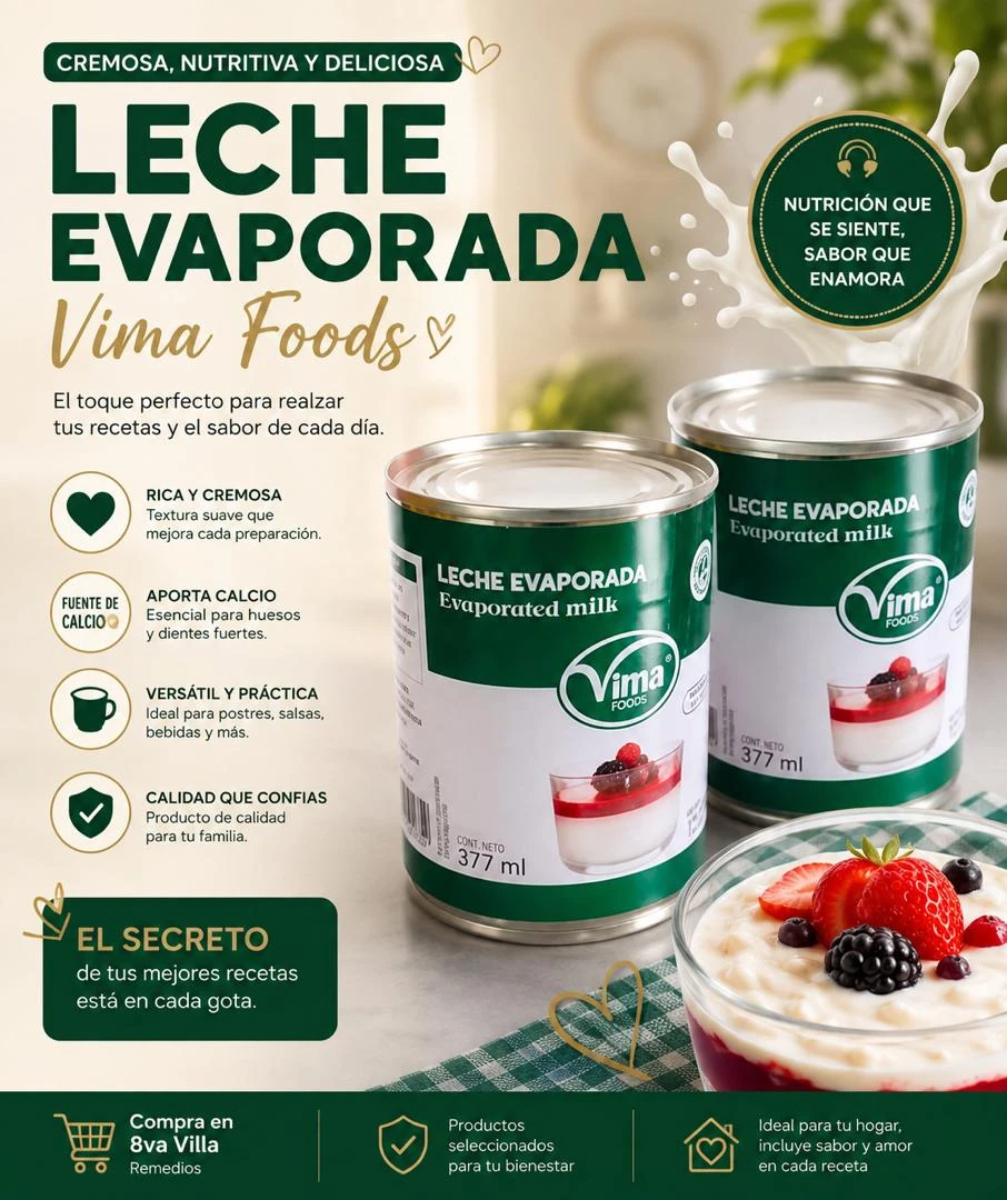 LECHE EVAPORADA VIMA X 377ml's foto | 8va Villa |  BizneCubano